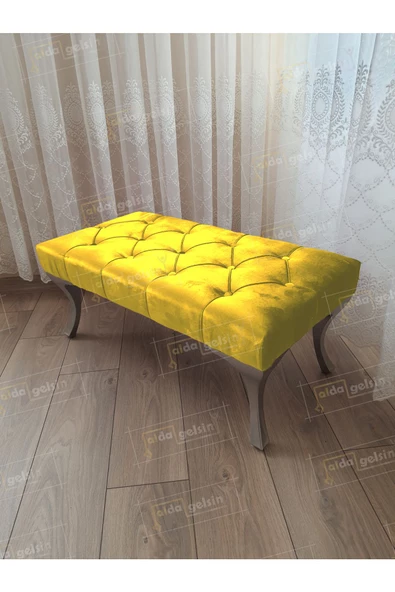 Kapitoneli Ayak Ucu Kapı Önü Antre Bench Puf GümüşAyak (120*45) ürün görseli