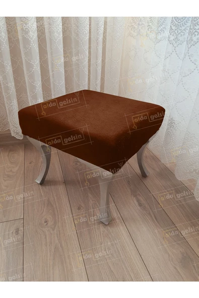 Ayak Ucu Kapı Önü Antre Düz Bench Puf Gümüş Ayak