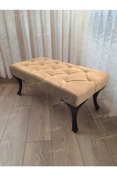 Kapitoneli Ayak Ucu Kapı Önü Antre Bench Puf Siyah Ayak (100*45) ürün görseli 1