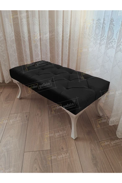 Kapitoneli Ayak Ucu Kapı Önü Antre Bench Puf Beyaz Ayak (120*45) ürün görseli 1