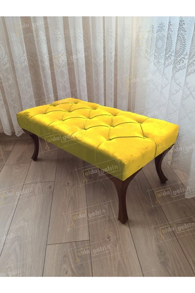 Kapitoneli Ayak Ucu Kapı Önü Antre Bench Puf Ceviz Ayak (90*45) ürün görseli 1