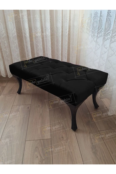 Kapitoneli Ayak Ucu Kapı Önü Antre Bench Puf Siyah Ayak (120*45) ürün görseli 1