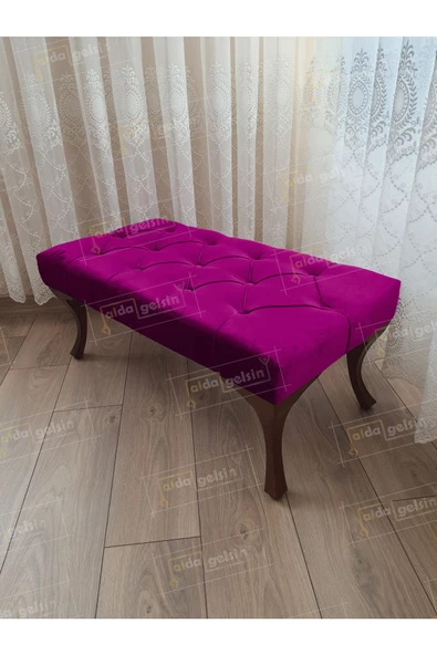 Kapitoneli Ayak Ucu Kapı Önü Antre Bench Puf Ceviz Ayak (100*45) ürün görseli 1