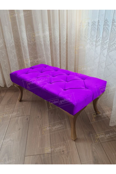 Kapitoneli Ayak Ucu Kapı Önü Antre Bench Puf Gold Ayak (120*45) ürün görseli 1