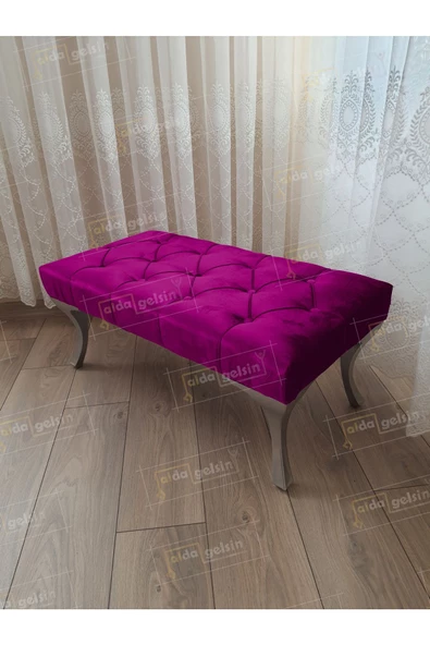 Kapitoneli Ayak Ucu Kapı Önü Antre Bench Puf GümüşAyak (120*45) ürün görseli