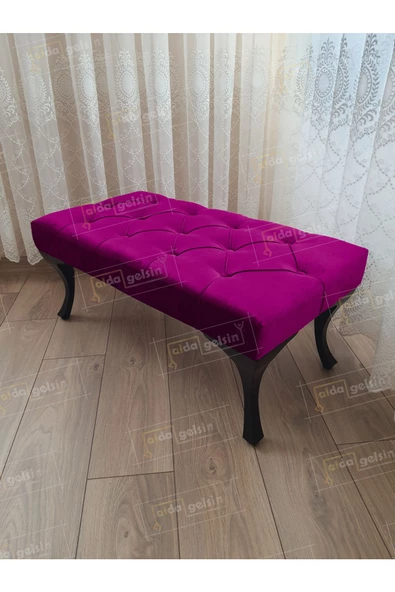 Kapitoneli Ayak Ucu Kapı Önü Antre Bench Puf Siyah Ayak (110*45) ürün görseli