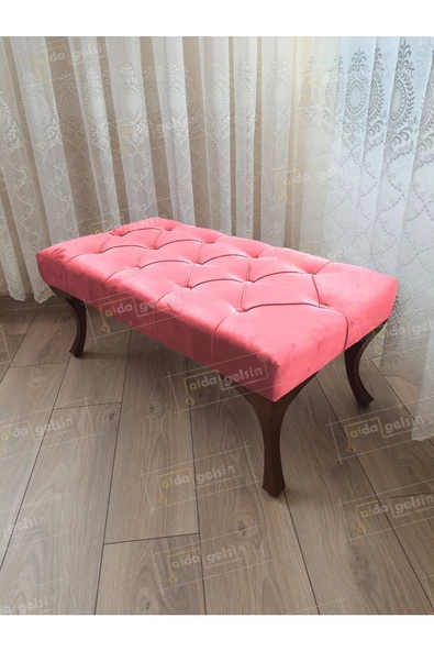 Kapitoneli Ayak Ucu Kapı Önü Antre Bench Puf Ceviz Ayak (90*45) ürün görseli 1