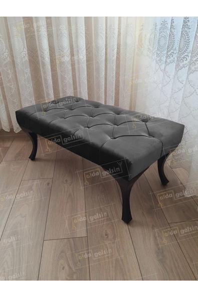 Kapitoneli Ayak Ucu Kapı Önü Antre Bench Puf Siyah Ayak (120*45) ürün görseli