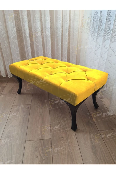 Kapitoneli Ayak Ucu Kapı Önü Antre Bench Puf Siyah Ayak (90*45) ürün görseli 1