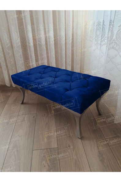 Kapitoneli Ayak Ucu Kapı Önü Antre Bench Puf GümüşAyak (120*45) ürün görseli 1