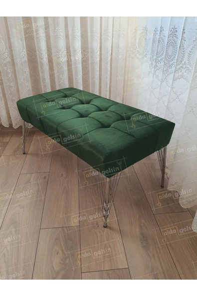 Modern Dilim Puf Ayakucu Puf Gold Metal Ayak (90*45)