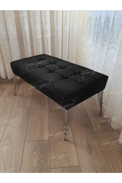 Modern Dilim Puf Ayakucu Puf Gold Metal Ayak (90*45)