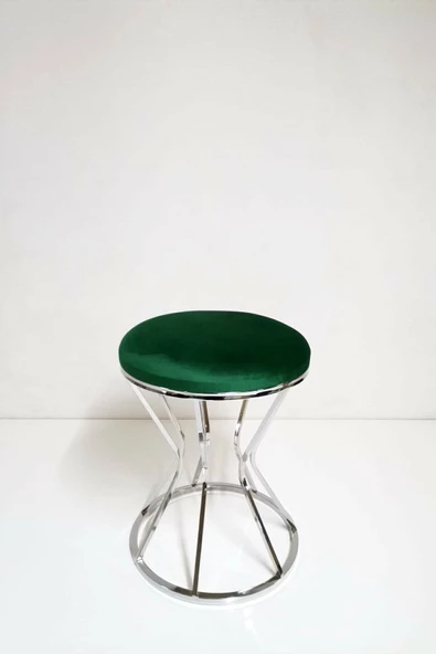 Metal Ayaklı Lüks Puf Tabure Koltuk Gümüş ürün görseli