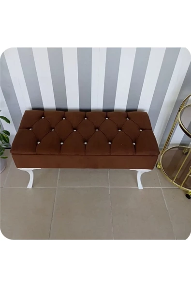 Lüks Yarım Sandıklı Kapitoneli Dekoratif Puf 110cm - 2