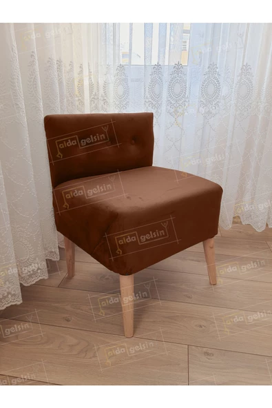 Ultra Lüks Ahşap Ayak Alda Lokum Puf ürün görseli 1