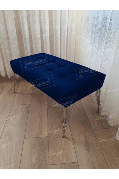Modern Dilim Puf Ayakucu Puf Gümüş Metal Ayak (90*45) - 1