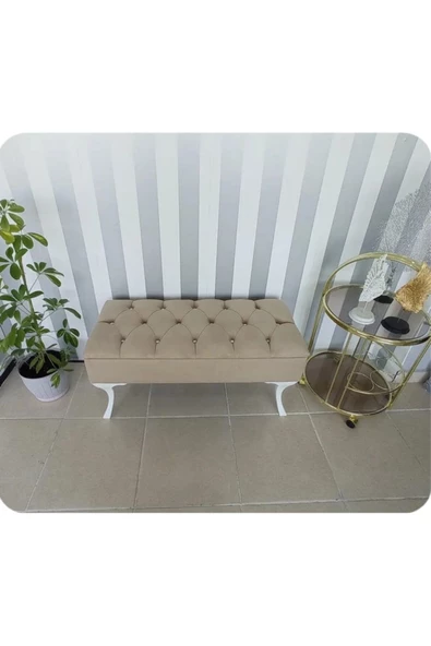 Lüks Yarım Sandıklı Kapitoneli Dekoratif Puf 110cm - 2