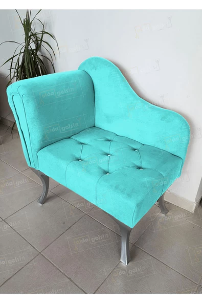 Yeni Model Tekli Köşe Koltuğu Josefin Bench Gümüş Ayak