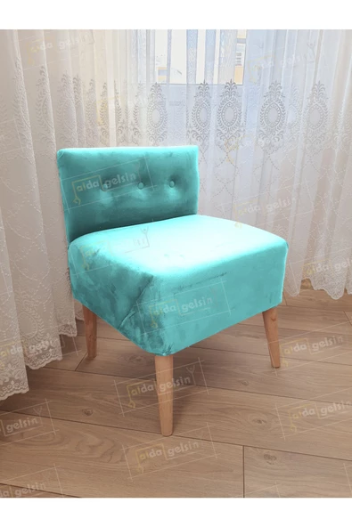 Ultra Lüks Ahşap Ayak Alda Lokum Puf ürün görseli 1