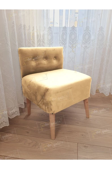 Ultra Lüks Ahşap Ayak Alda Lokum Puf ürün görseli