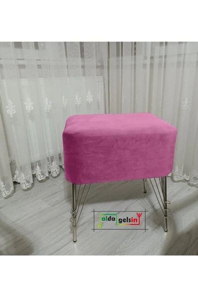 Ultra Lüks Metal Ayak Alda Parrot Puf Gümüş ürün görseli 1