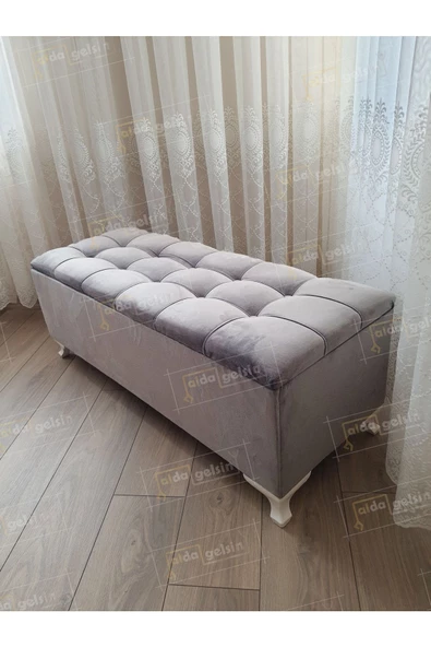 Yeni Model Lüks Çizgi Kapitoneli Sandıklı Puf Bench 100 Cm ürün görseli