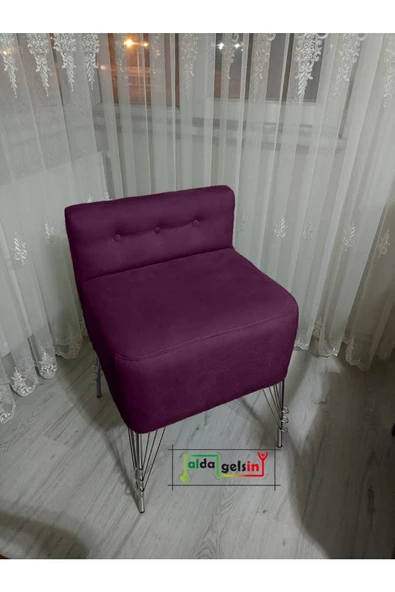 Ultra Lüks Metal Ayak Alda Lokum Puf Gümüş ürün görseli 1