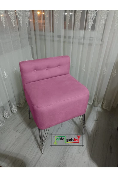 Ultra Lüks Metal Ayak Alda Lokum Puf Gümüş ürün görseli 1