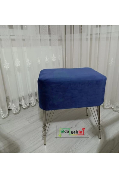 Ultra Lüks Metal Ayak Alda Parrot Puf Gümüş ürün görseli 1