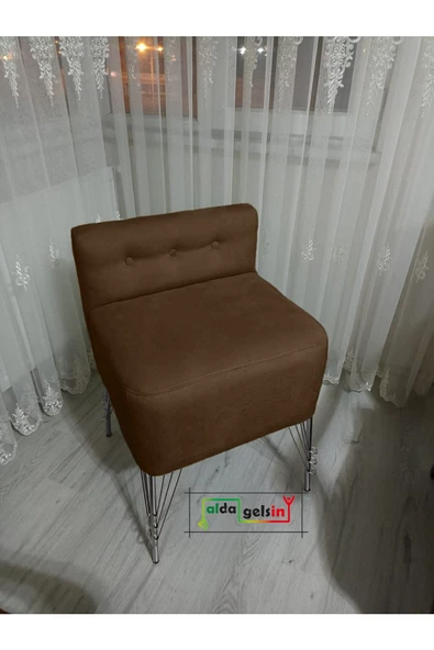 Ultra Lüks Metal Ayak Alda Lokum Puf Gümüş ürün görseli 1