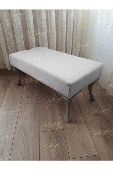 Ayak Ucu Kapı Önü Antre Düz Bench Puf Orta Sehpa Gümüş Ayak 100 cm - 1