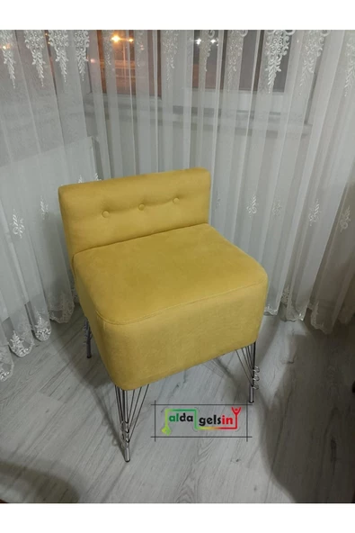 Ultra Metal Ayak Alda Lokum Puf Gümüş ürün görseli 1