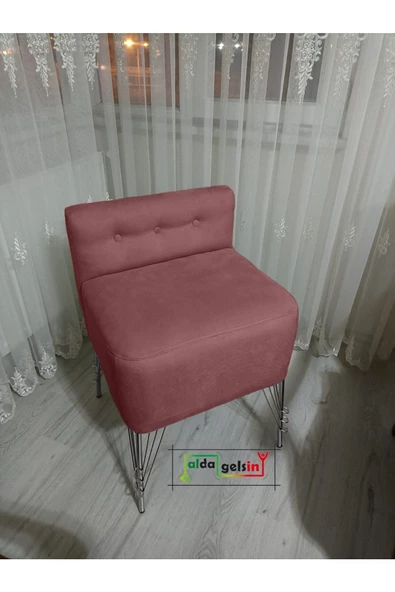 Ultra Lüks Metal Ayak Alda Lokum Puf Gümüş ürün görseli