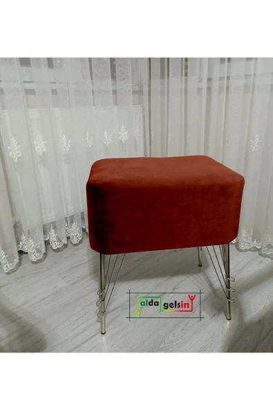 Ultra Lüks Metal Ayak Alda Parrot Puf Gümüş ürün görseli 1