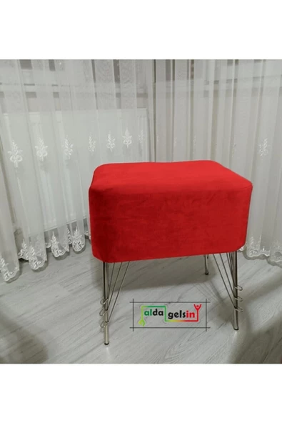 Ultra Lüks Metal Ayak Alda Parrot Puf Gümüş ürün görseli 1