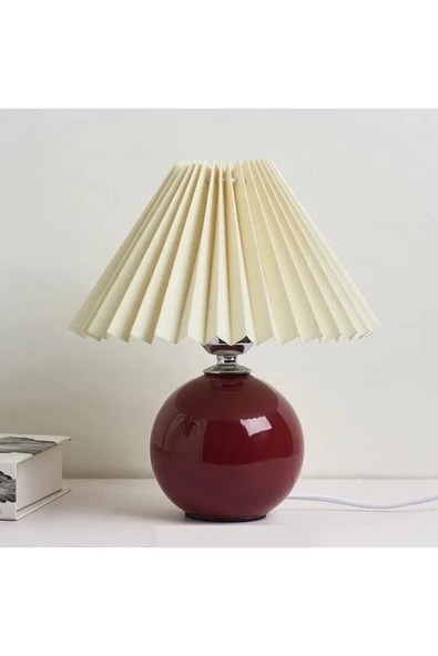 burenze Umbrosia Modern Tasarım Abajur Krem Umbrella Şapka Bordo Gövde - 1