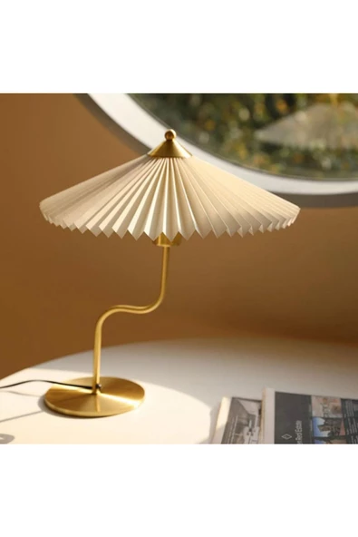 Fico Home Exlusive Collection Krem Şapka Tasarım Madame Fico Abajur Eskitme Gold Sarı - 4