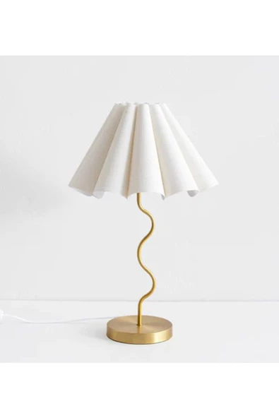 burenze Modern Tasarım MrSmith Abajur Krem Şapka Parlak Eskitme Gold Gövde - Resim 2