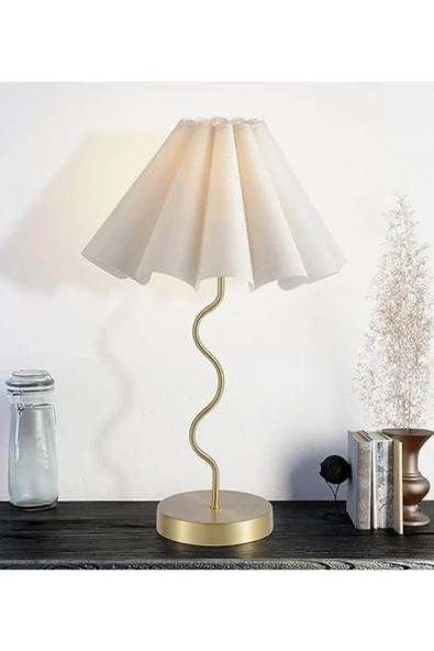 burenze Modern Tasarım MrSmith Abajur Krem Şapka Parlak Eskitme Gold Gövde ürün görseli 1