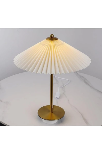 Fico Home Exlusive Collection Krem Şapka Tasarım Madame Fico Abajur Eskitme Gold Sarı - 4