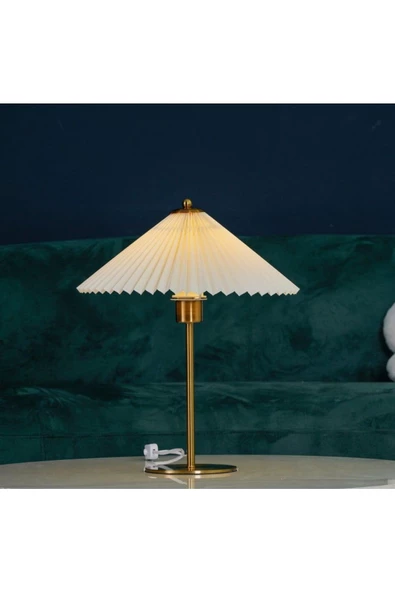 Fico Home Exlusive Collection Krem Şapka Tasarım Madame Fico Abajur Eskitme Gold Sarı - 2