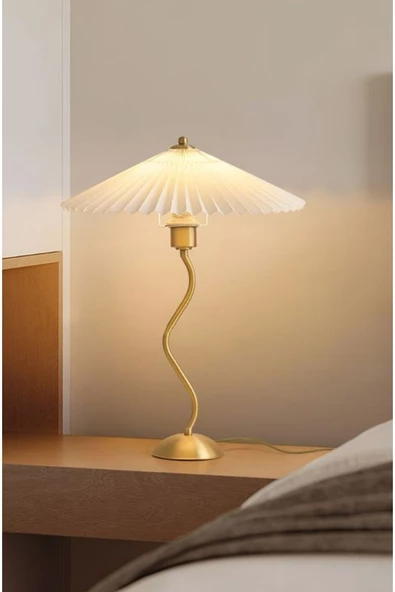 burenze Modern Tasarım Zigzag Umbrella Abajur Masa Lambası Eskitme Gold - 3