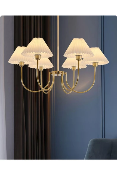 burenze Modern Tasarım Umbrella Şapka Avize Aplik Abajur Şapkası Avize Başlığı Krem Renk Küçük Boy - Resim 3