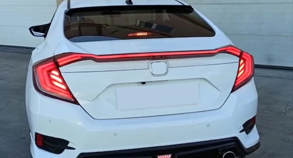CIVIC FC5 2016-2021 IÇIN UYUMLU  HAREKETLI SINYALLI LED STOP VE SPOILER TAKIMI KIRMIZI - 2