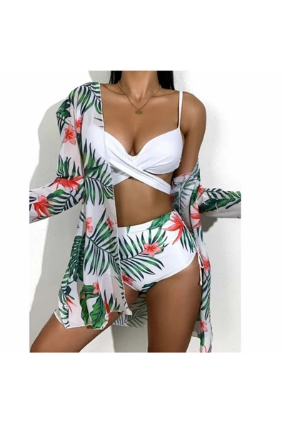 Yüksek Bel Bohemia Mayo Set Çiçek Baskı Bikini Mayo Beachwear Brezilya Push-up Mayo Bikini Medium