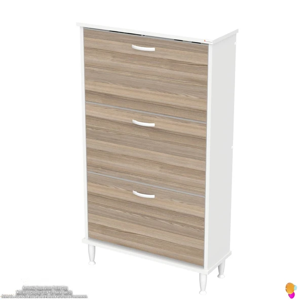 Modilayn VARBİ Kapı Önü 72 x 127 x 25, 5 cm’ lik 3 Düşer Kapak 6 Göz Raf Bölmeli Ayakkabılık - 6