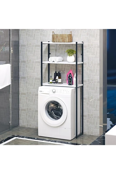 net mobilya Klozet Ve Makina Üstü Banyo Düzenleyici Raf Beyaz