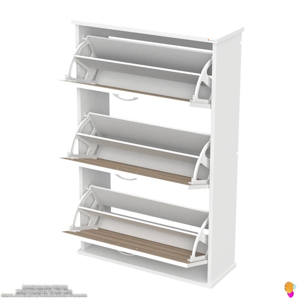 Modilayn VARBİ Asma Kapı Önü 72 x 115 x 25, 5 cm’ lik 3 Düşer Kapak 6 Göz Raf Bölmeli Ayakkabılık - 7