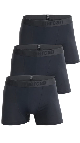 Mercan 3'lü Kutu Pamuklu Likralı Premium Esnek Kumaş Antrasit Erkek Boxer