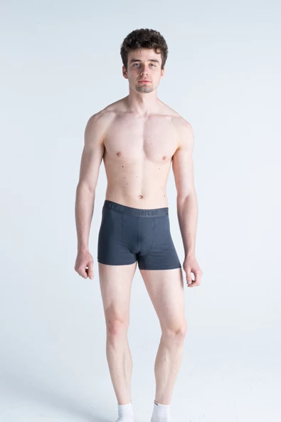 Mercan 3'lü Kutu Pamuklu Likralı Premium Esnek Kumaş Antrasit Erkek Boxer - 4